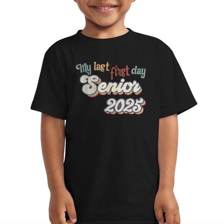 My Last First Day Senior 2025 Back To School Vintage Cool Graphic Kid T-Shirt