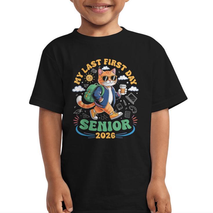 My Last First Day Senior 2026 Cat Back To School Graphic Kid T-Shirt