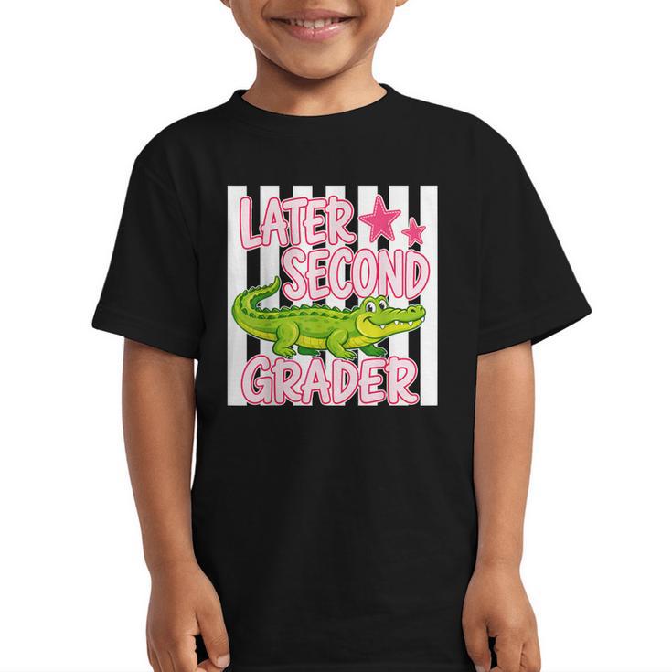 Later Second Grader Cute Alligator Back To School Graduation Graphic Kid T-Shirt