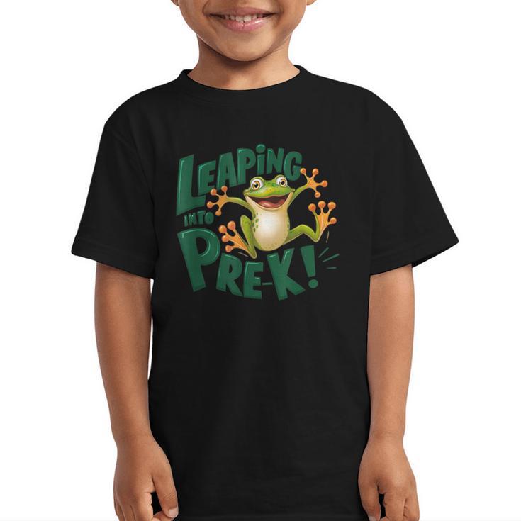 Leaping Into Pre-K Jumping Tree Frog Back To School Fun Graphic Kid T-Shirt