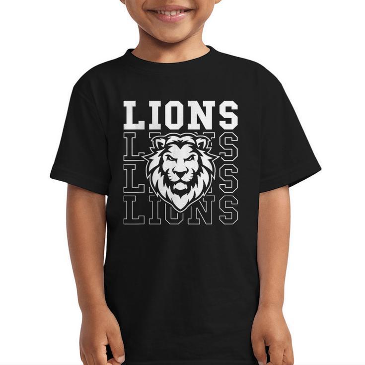 Lions School Spirit Fan Team Back To School Graphic Kid T-Shirt