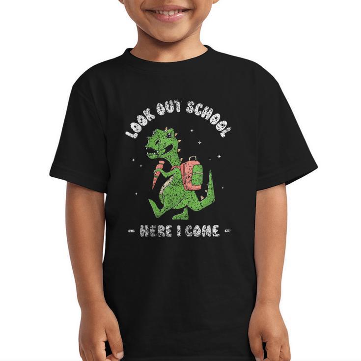 Look Out School Here I Come Grade Kids Pupil Back To School Graphic Kid T-Shirt