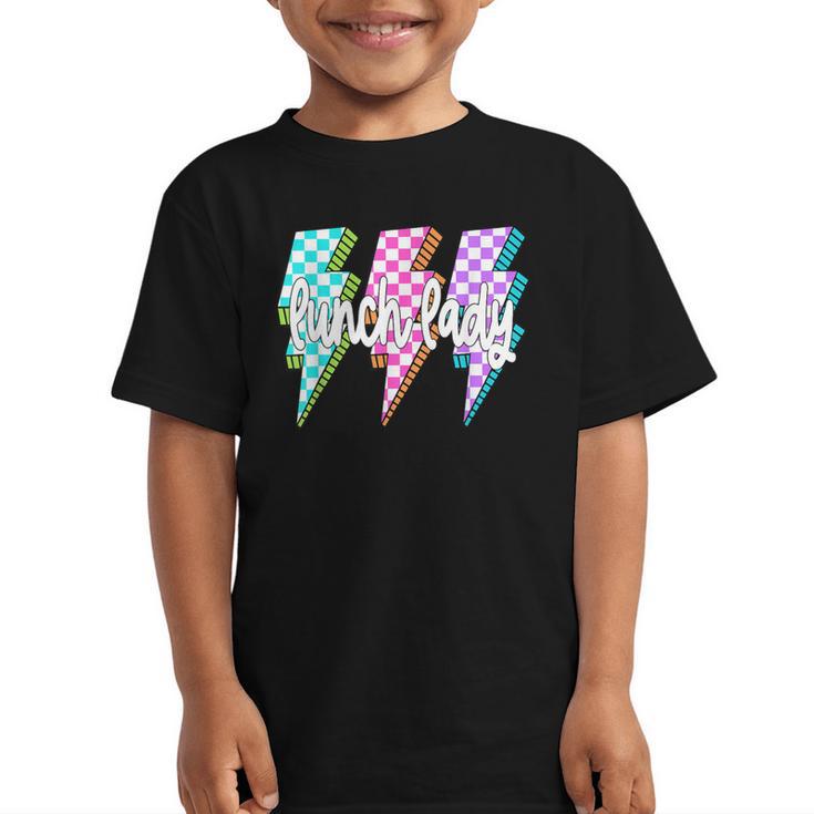 Lunch Lady Back To School Checkered First Day Of School Graphic Kid T-Shirt