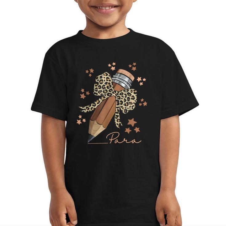 Melanin Pencil Leopard Bow Para Back To School Graphic Kid T-Shirt