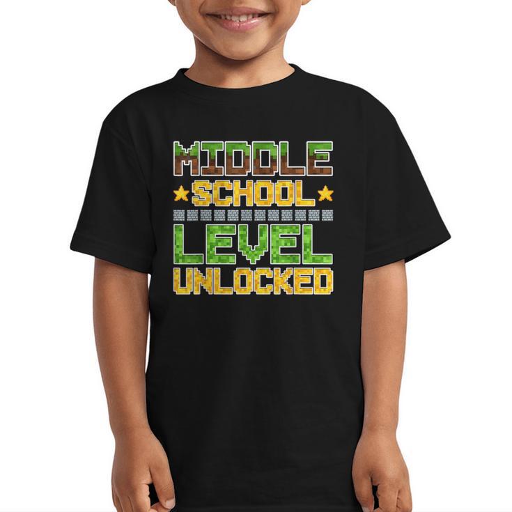 Middle School Level Unlocked Gamer Back To School Graphic Kid T-Shirt