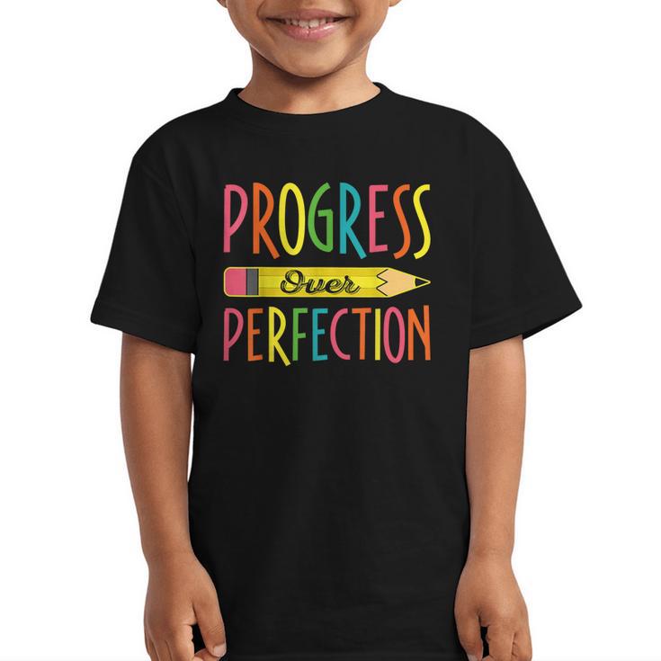 Motivational Quotes Back To School Progress Over Perfection Graphic Kid T-Shirt
