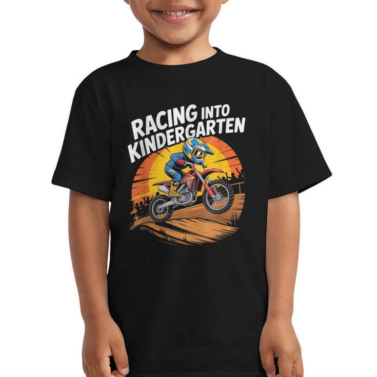 Motocross Back To School Dirt Bike Racing Into Kindergarten Graphic Kid T-Shirt