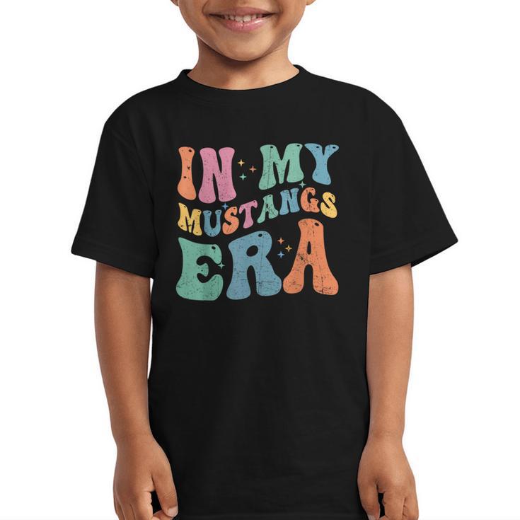 In My Mustangs Era Back To School Spirit Game Retro Groovy Graphic Kid T-Shirt