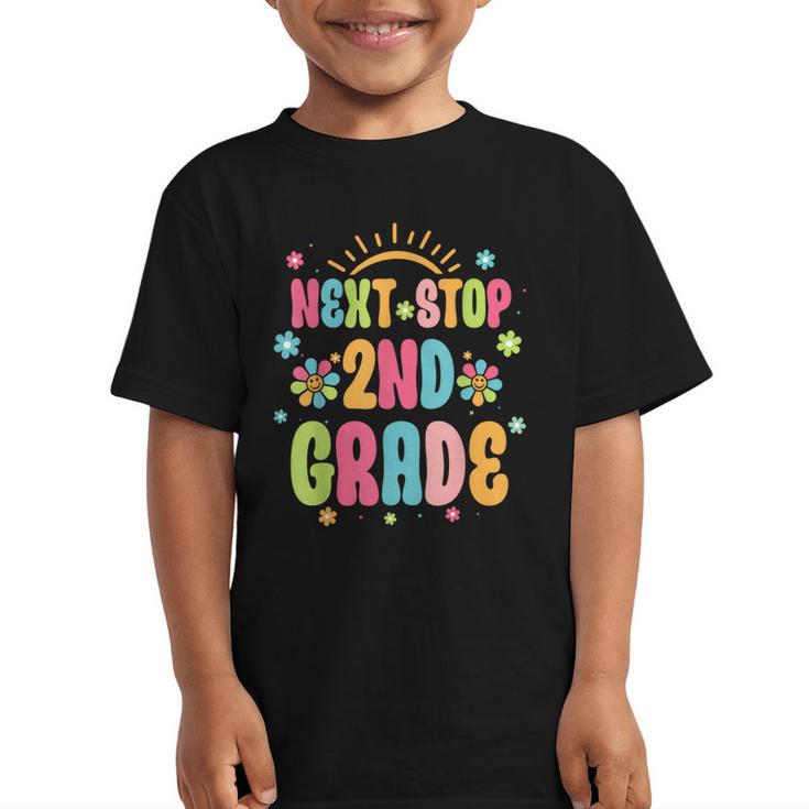 Next Stop 2nd Grade Groovy Retro Second Grade Back To School Graphic Kid T-Shirt
