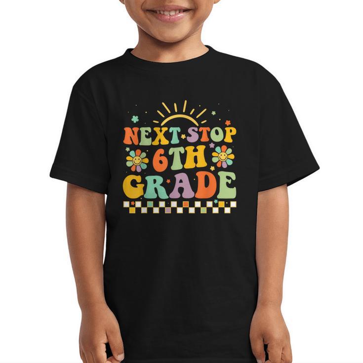 Next Stop 6th Grade Groovy Retro Sixth Grade Back To School Graphic Kid T-Shirt