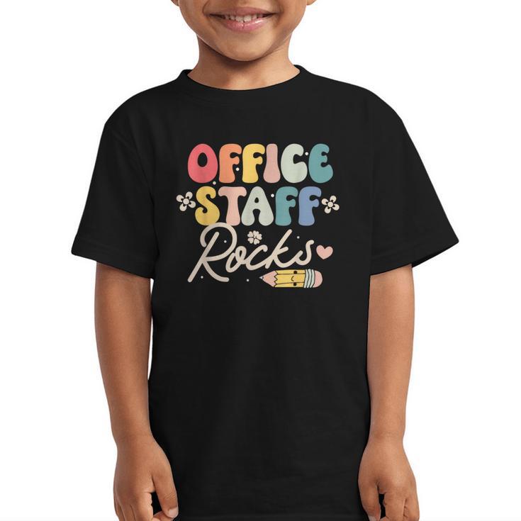 Office Staff Rocks Back To School Secretary Administrative Graphic Kid T-Shirt