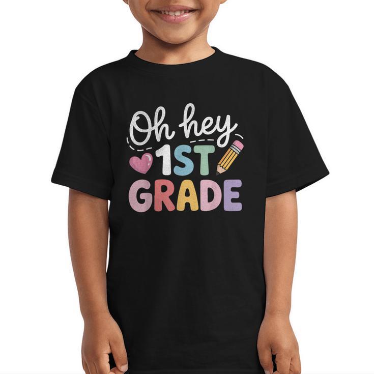 Oh Hey 1st Grade Back To School Cute Pencil Graphic Graphic Kid T-Shirt