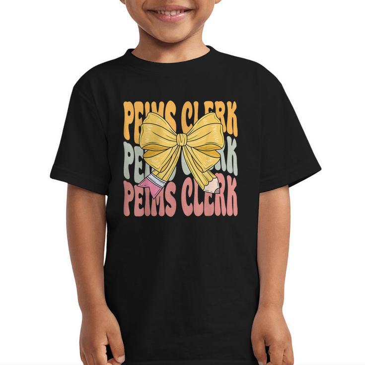 Peims Clerk Groovy Coquette Bow Cute Back To School Graphic Kid T-Shirt
