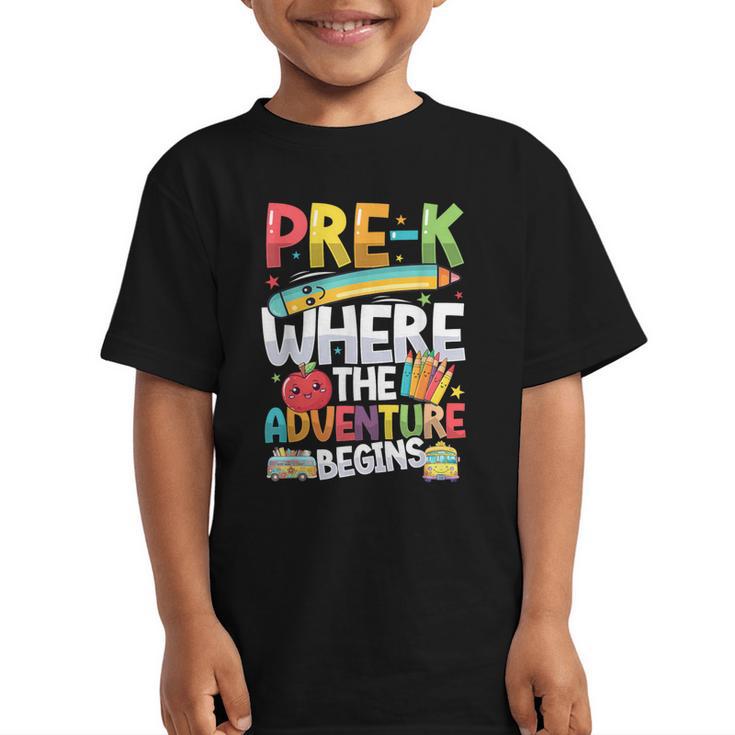 Pre-K Where The Adventure Begins First Day & Back To School Graphic Kid T-Shirt