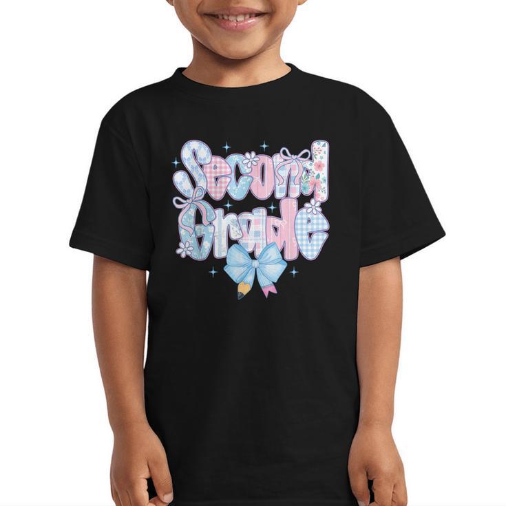 Preppy Second Grade First Day Back To School 2nd Grade Bow Graphic Kid T-Shirt