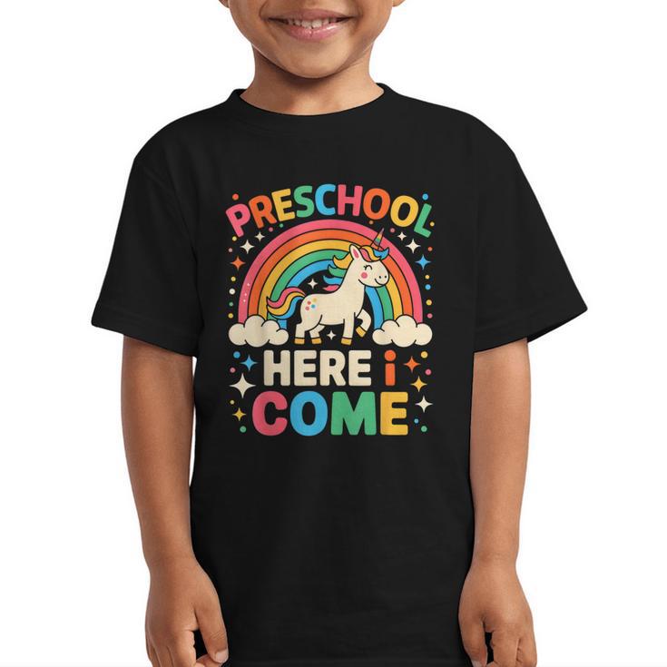 Preschool Here I Come Unicorn Back To School Preschool Girls Graphic Kid T-Shirt