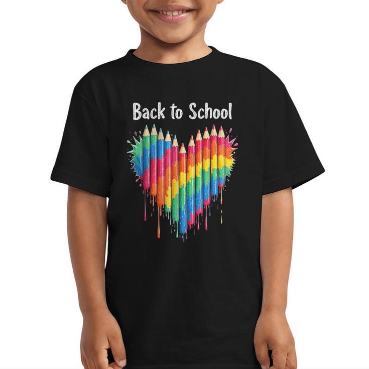 Rainbow Pencil Heart Back To School Creative Graphic Kid T-Shirt