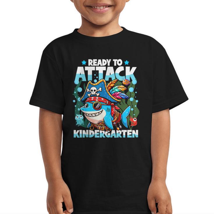 Ready To Attack Kindergarten Pirate Shark Back To School Graphic Kid T-Shirt