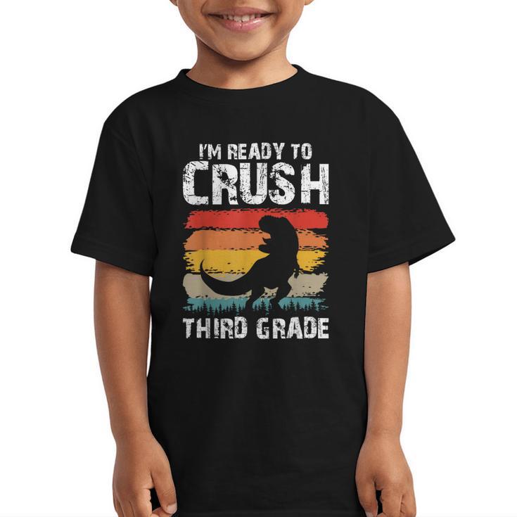 Ready Crush Third 3rd Grade Dinosaur Back To School Boys Graphic Kid T-Shirt