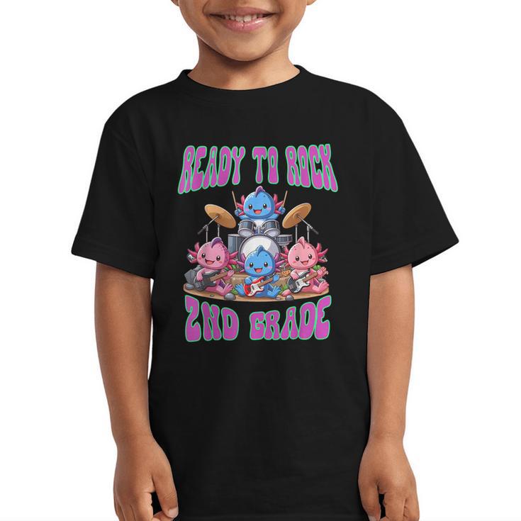 Ready To Rock 2nd Grade Back To School Axolotl 2024 School Graphic Kid T-Shirt
