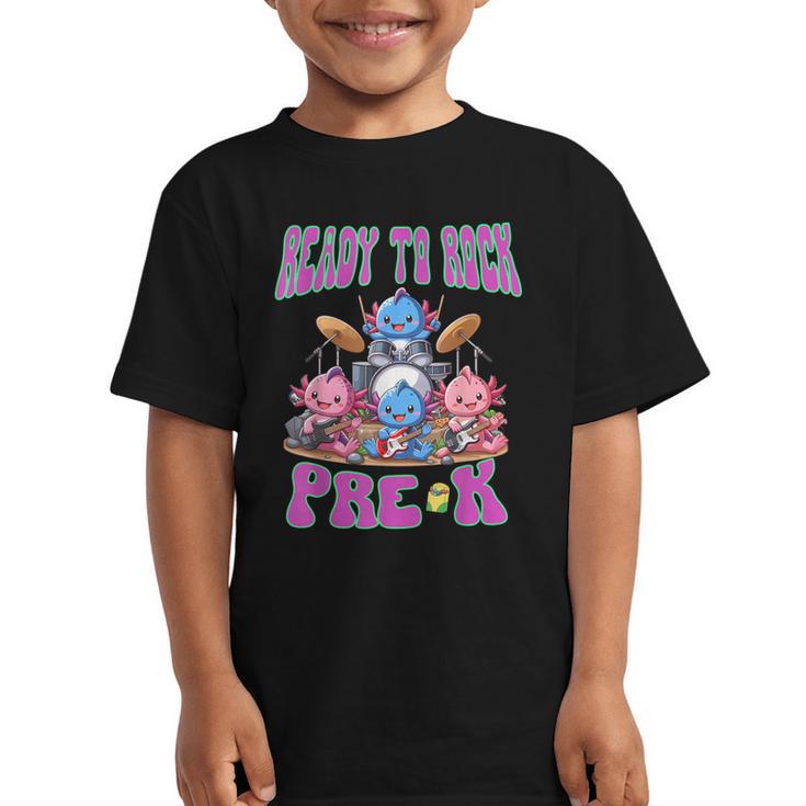 Ready To Rock Pre K Back To School Axolotl Preschool Graphic Kid T-Shirt