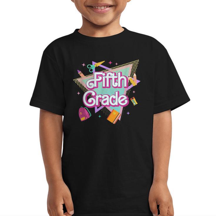 Retro 90s 5th Grade Back To School First Day Of Fifth Grade Graphic Kid T-Shirt