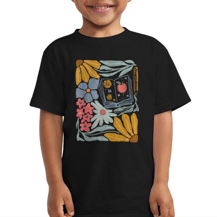 Retro Boho Flower Floral Back To School First Day Of School Graphic Kid T-Shirt