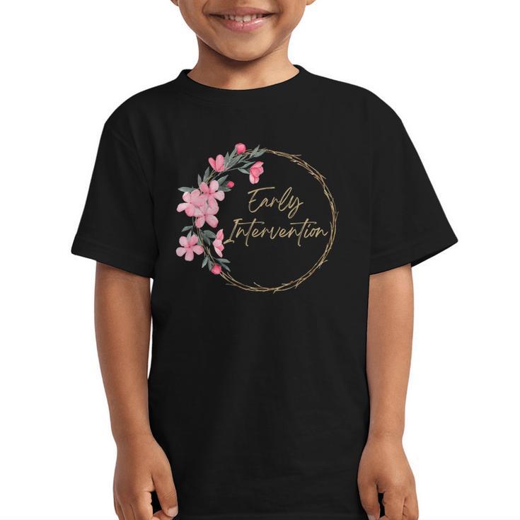 Retro Floral Early Intervention Specialist Back To School Graphic Kid T-Shirt