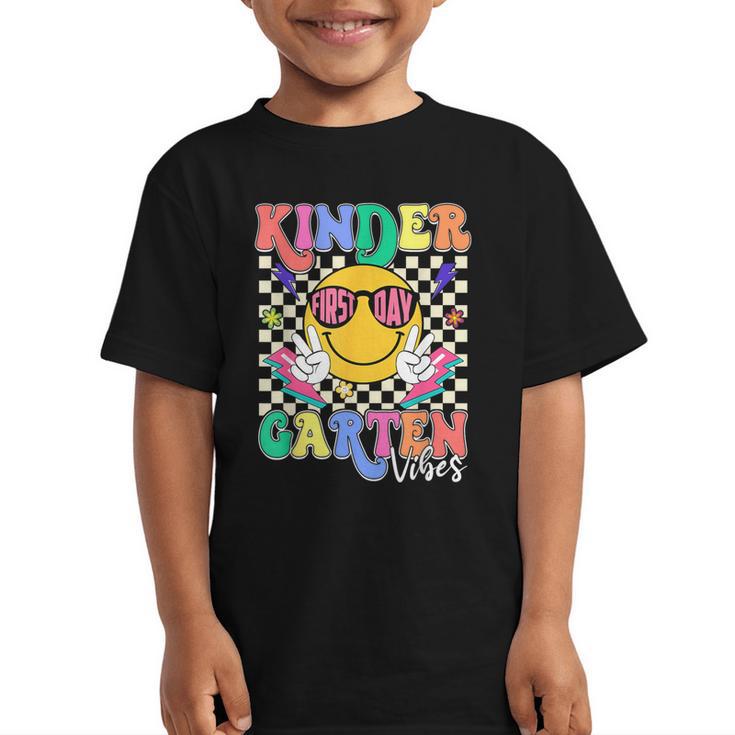 Retro Groovy Kinder Garten Vibes Smile Team Back To School Graphic Kid T-Shirt