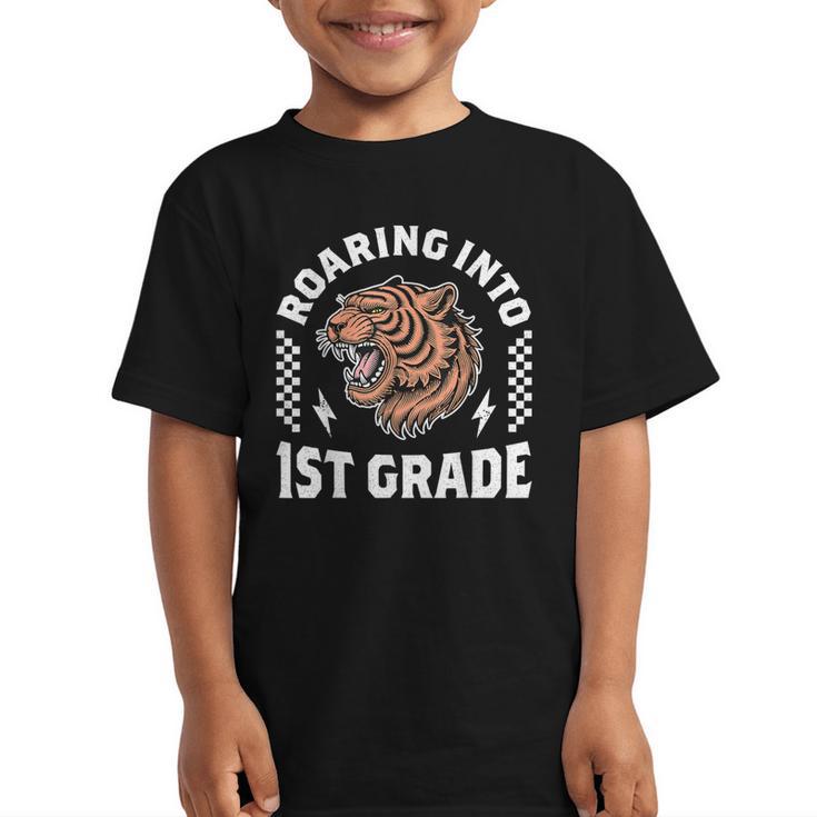 Roaring Into 1st Grade Roaring Tiger Back To School Boy Girl Graphic Kid T-Shirt