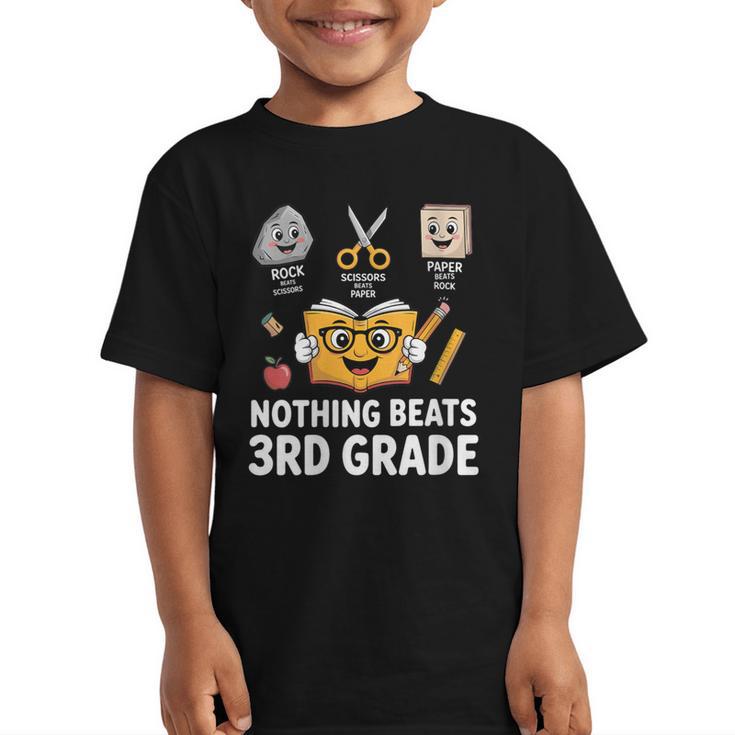 Rock Scissor Paper Nothing Beats 3rd Grade Back To School Graphic Kid T-Shirt