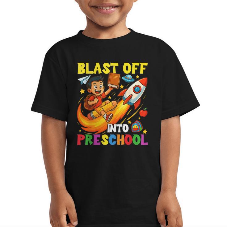 Rocket Blast Off Into Preschool Back To School Graphic Kid T-Shirt
