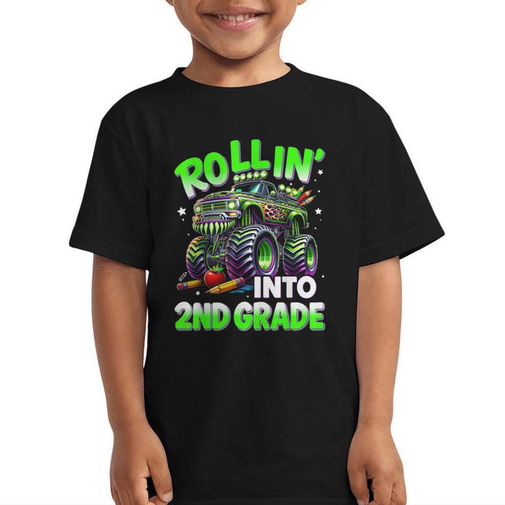Rollin' Into 2nd Grade Monster Truck Back To School Boys Graphic Kid T-Shirt
