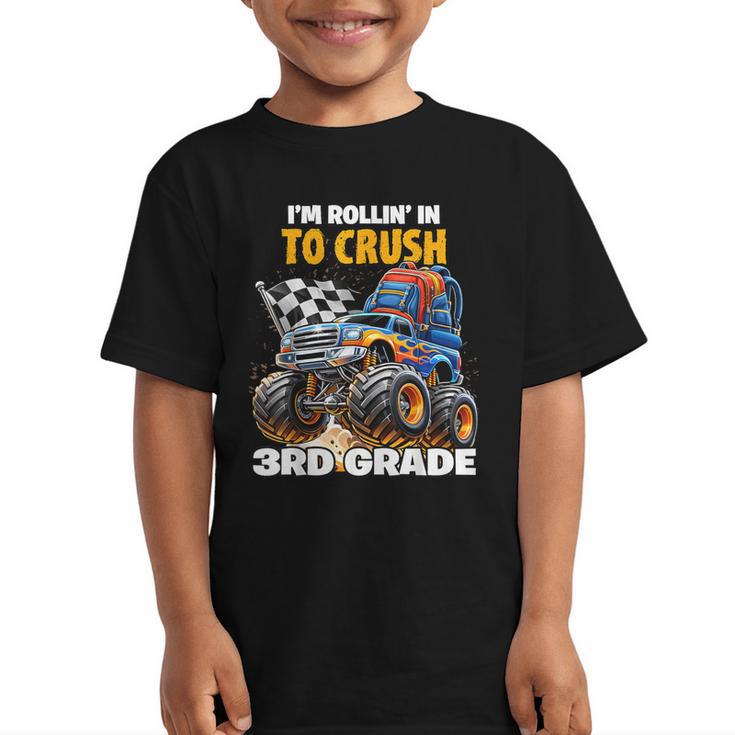 Rollin Crush Monster Truck Back To School 3rd Grade Boys Graphic Kid T-Shirt