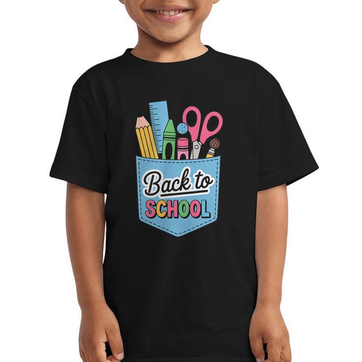 School Supplies In Pocket Back To School Boys Girls Graphic Kid T-Shirt