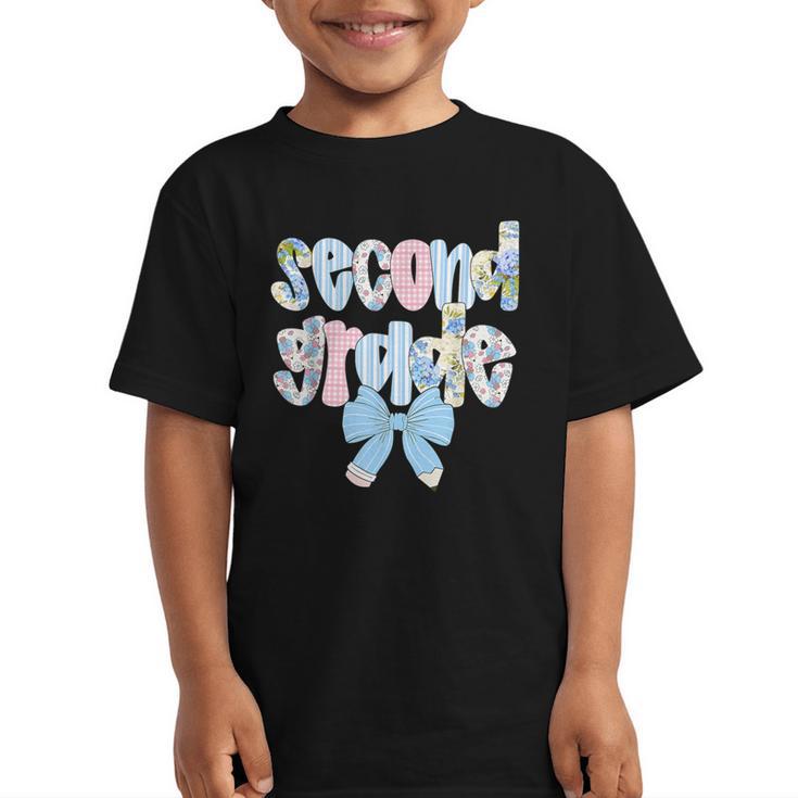Second Grade Coquette Bow Pencil First Day Back To School Graphic Kid T-Shirt