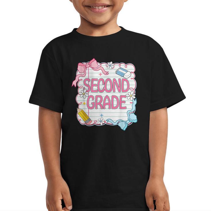 Second Grade Girls Kids Back To School Girls Coquette Bows Graphic Kid T-Shirt