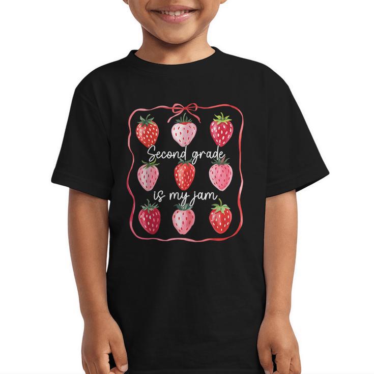 Second Grade Is My Jam Strawberry 2nd Grade Back To School Graphic Kid T-Shirt