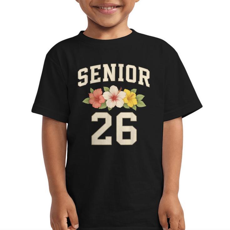 Senior Class Of 2026 Hibiscus Floral Girls Back To School Graphic Kid T-Shirt