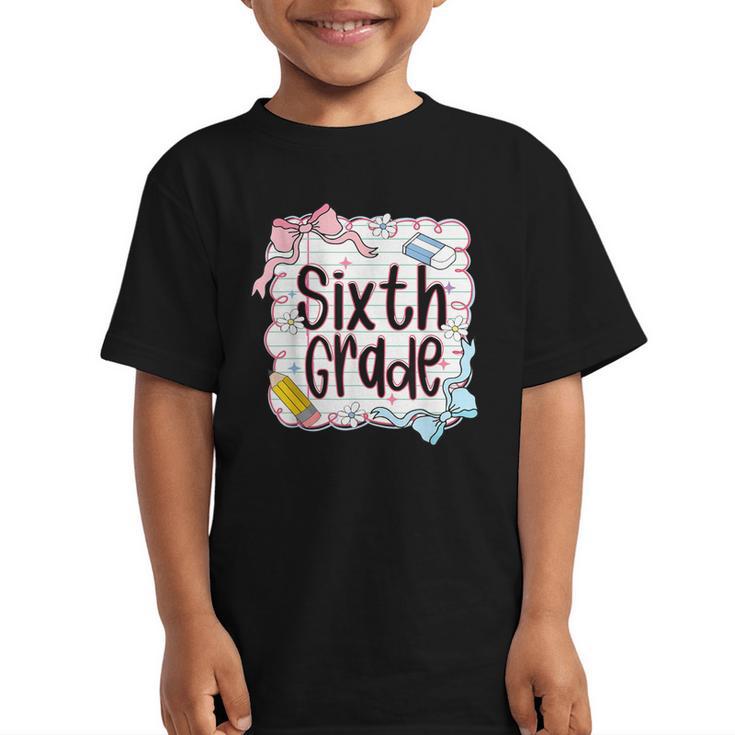 Sixth Grade Back To School For Girls Pink Notebook Graphic Kid T-Shirt