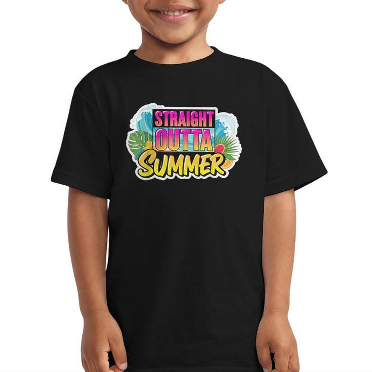 Straight Outta Summer Back To School First Day Fall Autumn Graphic Kid T-Shirt