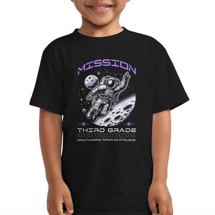 Third Grade Back To School Space Rocket Astronaut Graphic Kid T-Shirt
