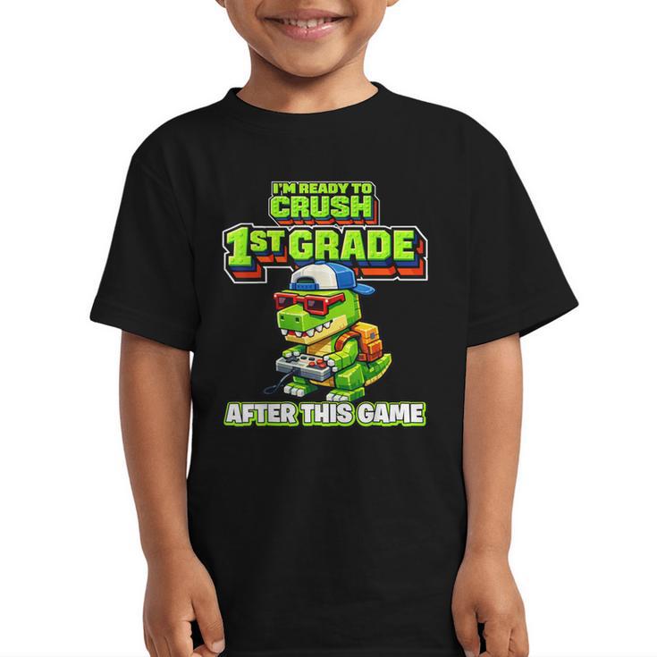 Video Game T Rex Dinosaur 1st Grade Back To School Boy Graphic Kid T-Shirt