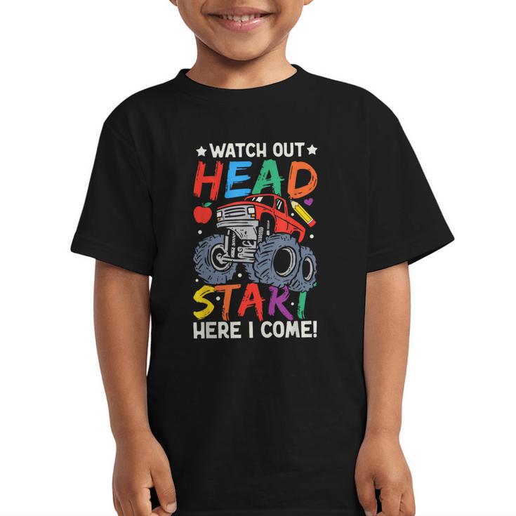 Watch Out HeadStart Here I Come Monster Truck Back To School Graphic Kid T-Shirt