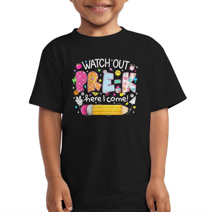 Watch Out Pre-K Here I Come Back To School Boy Girl Kids Graphic Kid T-Shirt