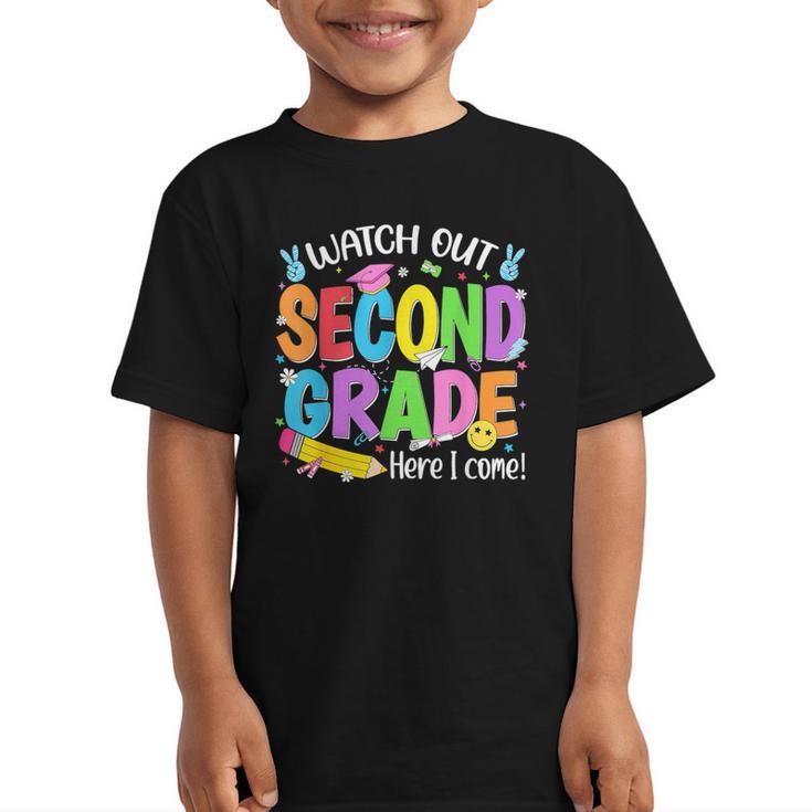 Watch Out Second Grade Here I Come Back To School 2nd Grade Graphic Kid T-Shirt