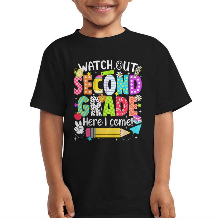 Watch Out Second Grade Here I Come Back To School Boys Girls Graphic Kid T-Shirt