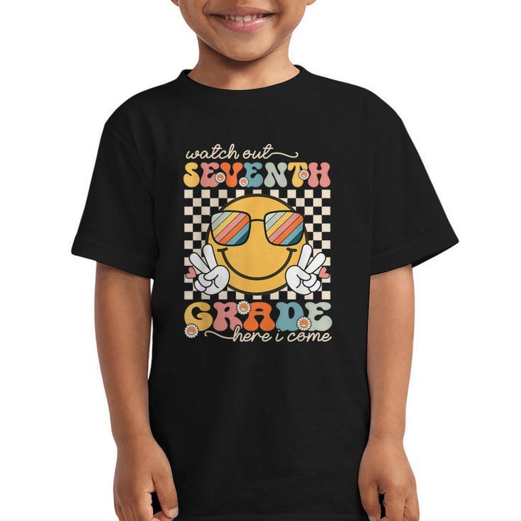 Watch Out Seventh Grade Here I Come Back To School 7th Grade Graphic Kid T-Shirt
