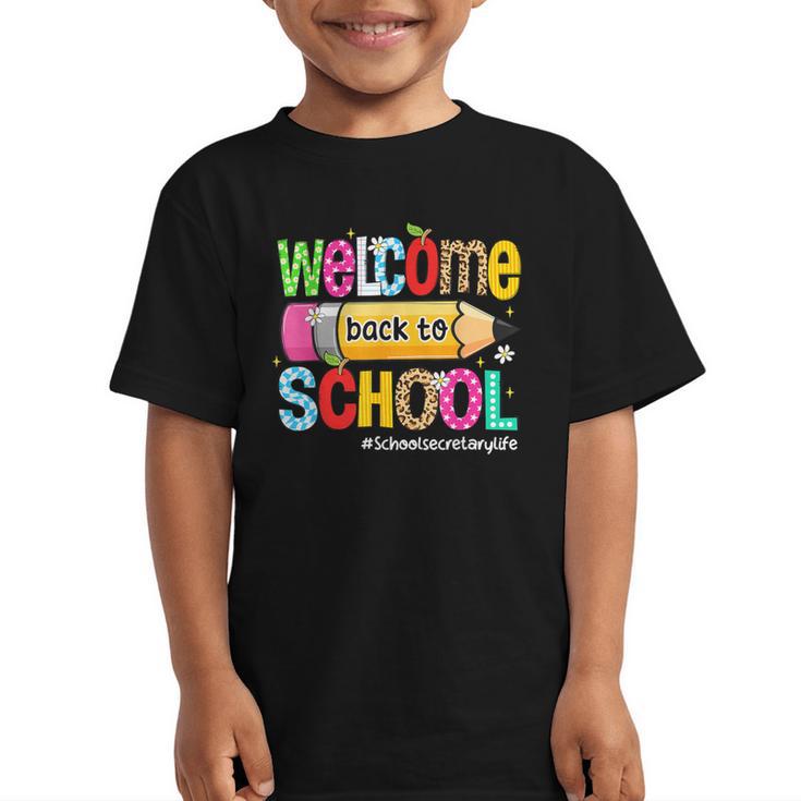 Welcome Back To School School Secretary Life Leopard Graphic Kid T-Shirt Welcome Back To School School Secretary Life Leopard Graphic Kid T-Shirt
