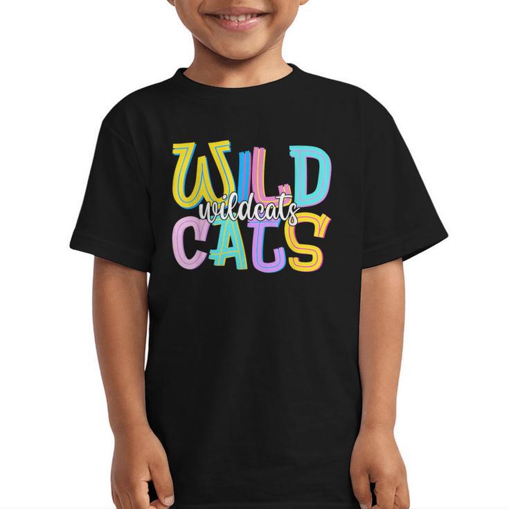 Wildcats School Spirit Groovy Back To School Girls Graphic Kid T-Shirt